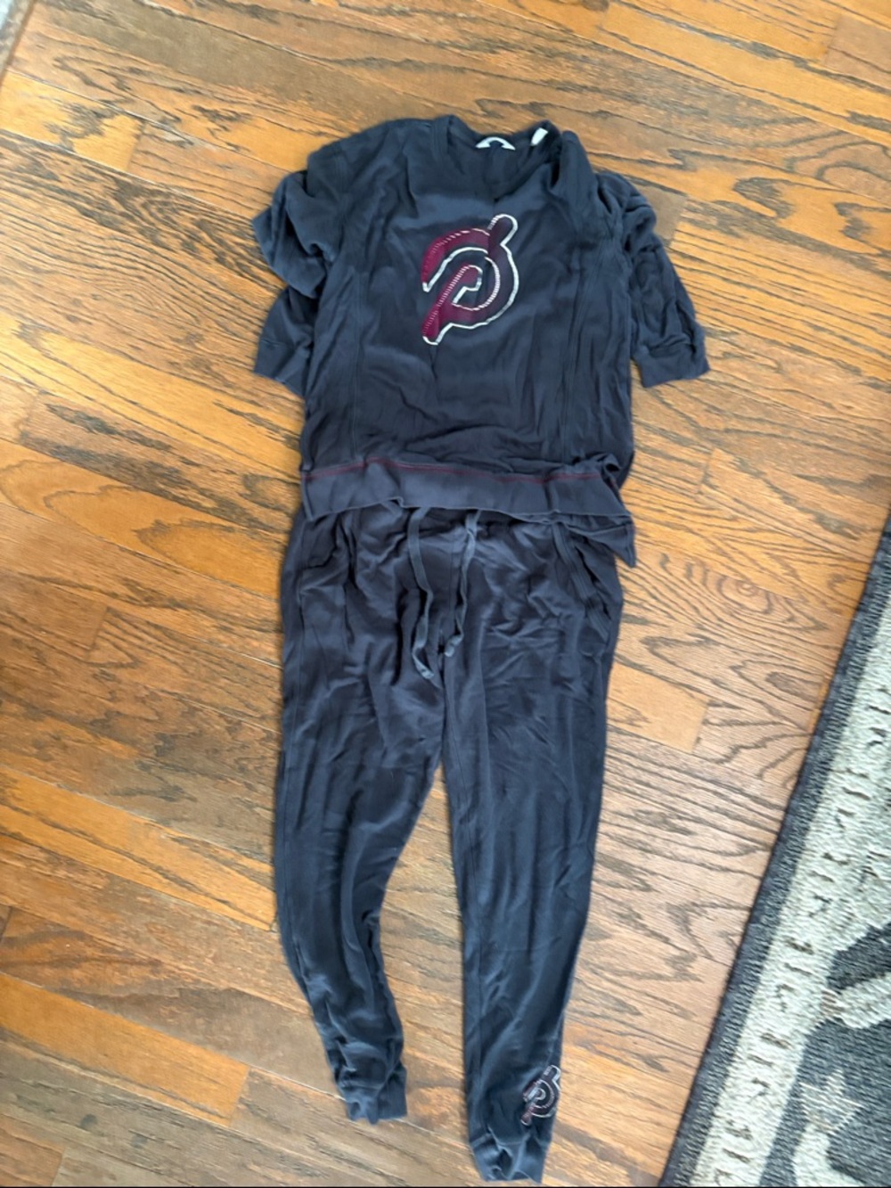 Peloton Black Lounge Set with Burgundy Logo